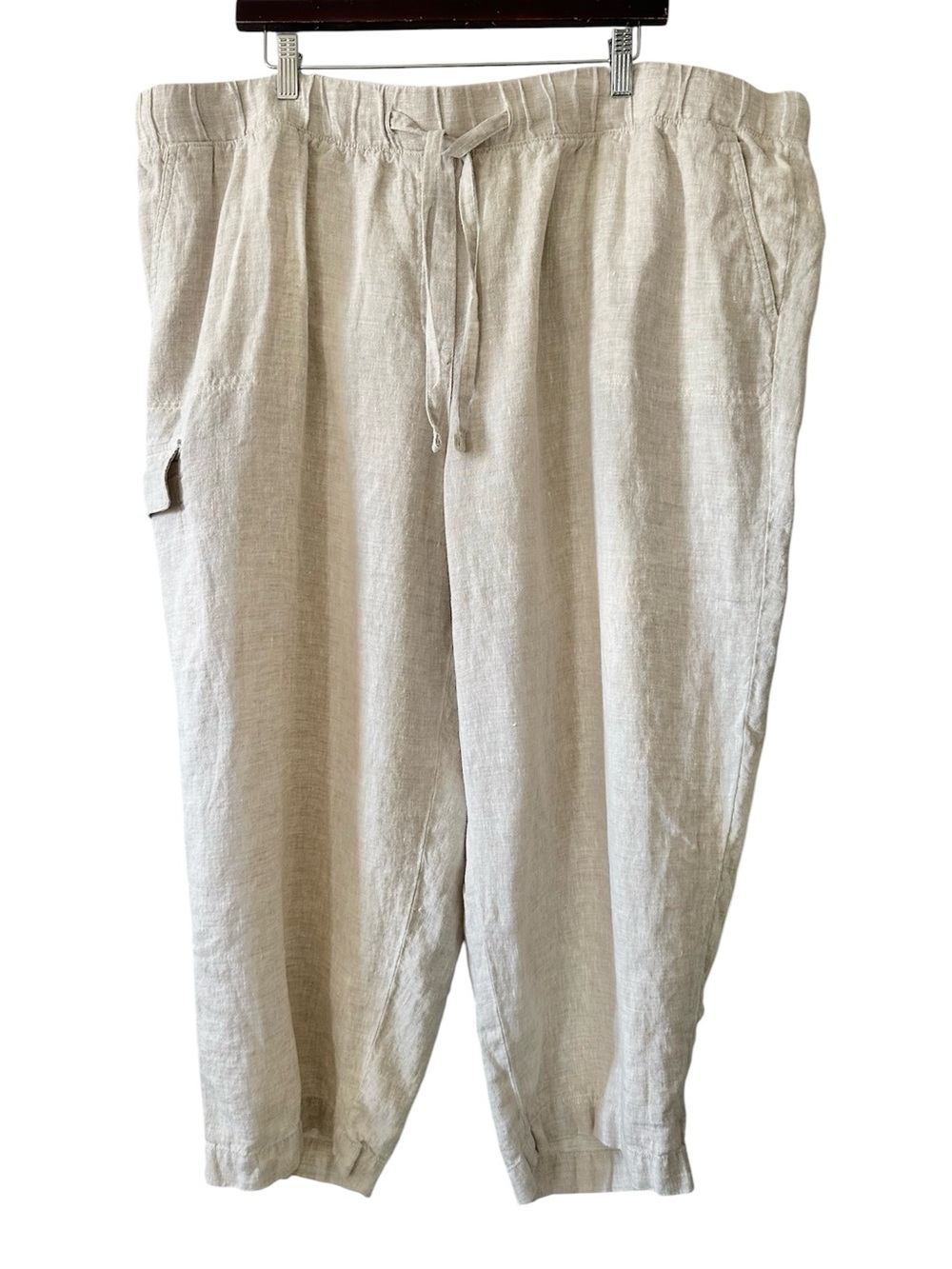 TALBOTS Women’s Beige 100% Washed Linen Easy Slim Leg Breathable Pants- Size 3X